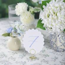 Wedding Table Numbers 1 - 20 Wedding Reception With Gold Holders Eucalyptus Gold Holder - Màu xanh vỏ sò - Xem 4