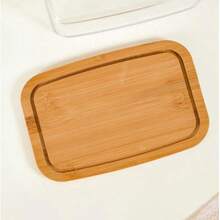 Bamboo Cheese Bowl With Lid, Rectangular, Round Plastic Lid, Presentation Tray With Cheese Board, Dessert Plate For Refrigerator, Kitchen And Countertop - 7.5*19*12.5CM - View 7