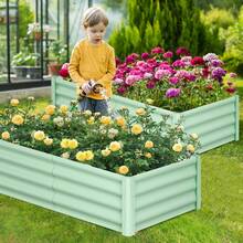 CuteHairy Metal Raised Garden Bed Galvanized Planter Box Outdoor Bottomless For Vegetables - Olive Green - View 4