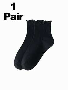 1 Pair/3 Pairs/6 Pairs Thin Cuffed Ankle Socks, Cute Fresh Ruffle Edge Socks For Women, Spring & Autumn - Multicolor - View 6