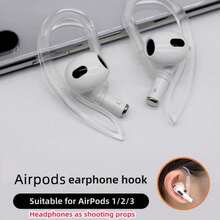 2pcs Transparent Earphone Anti-Lost Ear Hooks Compatible With Apple Bluetooth Earphones, Airpod Ear Hooks, Ear Clips, Ear Caps, Soft Silicone Rotatable & Adjustable Accessories - Transparent - View 1
