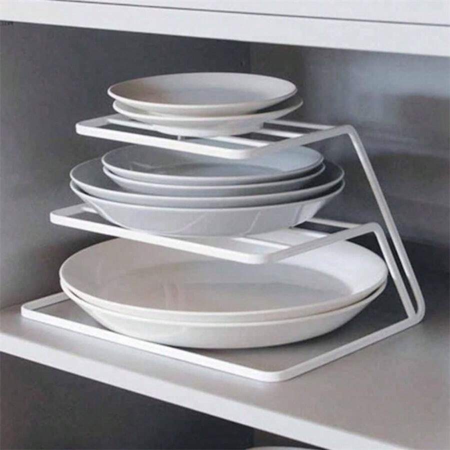Kitchen Drain Iron Rack 3 Levels Different Size Plates Bowl Cup Separate Storage Rack Dishes Bowl Stand - Multicolor - View 1