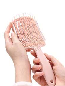 2pcs/1pc Curly Hair Savior Detangling Brush, Women Long Hair Massage Comb, Hollow Design, Home Use, Hair Brush, Hairdressing Tool, Salon & Barbershop Essential