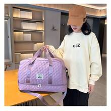Solid Color Unisex Travel Luggage Zipper Tote Bag With Independent Shoe Compartment, Large Capacity Storage, Light And Portable Shoulder Bag For Outdoors Traveling Bag Travelling Organizer Outfit Airport Travel Clothes Travel Stuff Luggage Bag Christmas Gift Ideas Women Girls Xmas Gifts For Mum Birthday Gift Mom Friend Gym Bag Sport Bag Training Pack For Vacation Holiday Thanksgiving Day Thank You Gifts Back To School Supplies - Màu tím  Violet - Xem 6