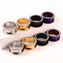 2PCS Hot Band Drill Ear Gauges 316 Stainless Steel Round Ear Tunnels Plugs Piercing Can Diy Body Jewelry Women Expander Stretchers - Round - View 4