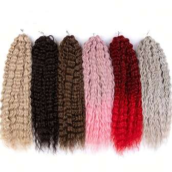 卷发水波扭结钩针编织假发合成辫子渐变金色 24 英寸 1 件深波浪编织接发