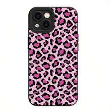 1pc Novelty Pink Glossy Leopard Print Angel Eye Soft TPU Phone Case, Compatible With Apple 16 15 14 13 12 11 XS XR X 8 7 Plus Pro Max Mini Series, Holiday Gift, Birthday, Girlfriend, Boyfriend, Friend Or Yourself - Black - View 1