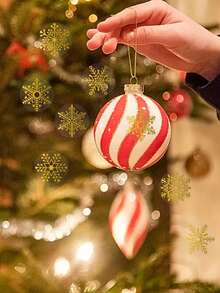 100pcs/500pcs Transparent Christmas Snowflake Sealing Stickers - Non-Stick Decorative, Gold Snowflake Suitable For Gift Packaging, Holiday Party Decoration, Festive Decoration, DIY Decoration - Multicolor - View 6