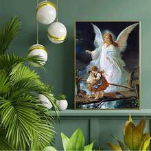 1pc 5D DIY Diamond Painting Kit, Religious Angel Holy Pattern, Round Full Drill Mosaic Craft Set, High Definition Art Diamond Painting, Focus And Relax Through DIY, Suitable For Living Room, Bedroom, Office Wall Decor, Surprise Holiday Home Decor Gift For Family And Friends, Unframed - Multicolor - View 14