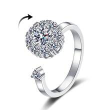 1 pièce Bague de soulagement de l'anxiété réglable et rotative pour femmes, en forme de fleur, cœur, flocon de neige, lune, étoile, nœud avec zirconium serti. Aide les femmes à soulager l'anxiété et le stress - Multicolore - Voir 3