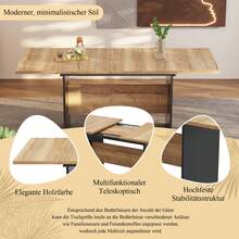 Expandable Dining Table 140/180*80cm, Suitable For 4-6 People, Rectangular Wood Grain Dining Table, Natural, Minimalist Style Expandable Dining Table - 1 - 查看 9