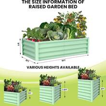 CuteHairy Metal Raised Garden Bed Galvanized Planter Box Outdoor Bottomless For Vegetables - Olive Green - View 11