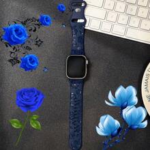 Floral Engraved Bands Compatible With Apple Watch Bands For Women & Men, Soft Silicone Cute Flower Pattern Sport Strap For Apple Watch Series 1-10, Ultra, SE