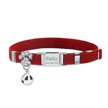 1pc Personalized Cat Collar With Engraved Stainless Steel Name Tag, Customizable Name And Phone Number, Elastic Paw Print Collar With Rhinestone Bell Pendant - Multicolor - View 20