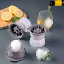 2pcs Bar Whiskey Round Ice Cube Maker Silicone Large Ball Shape Spherical Ice Cube Mould Machine Quick Freezer Kitchen Gadgets - Multicolor - View 3