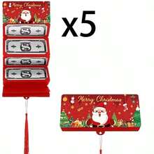 10-Slot Christmas Money Bags & Gift Card Holders - Santa Claus Holiday Design With Snowflakes, Trees & "Merry Christmas" Text - Red, Green, Blue Paper Gift Supplies For Cash, Cards - Perfect For Christmas, Birthdays, Thanksgiving, Christmas Gift Bags, Festive Design, Decorative Illustrations, Party Favors, Snowflake Pattern, Durable Material, Event Organizers Christmas Pajamas Gifts Christmas Decor - Multicolor - View 13
