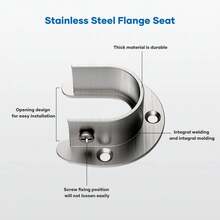 4pcs/Set Heavy Duty Stainless Steel Closet Rod - Strong Support For Closet Rods And Curtains - Includes Screws - A - View 5