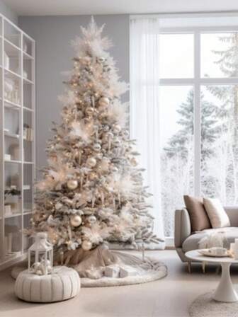 1件柔软仿羊毛长绒纯白色圣诞树裙，质地柔软，节日装饰圣诞树裙，营造节日氛围，适用于场景装饰、房间装饰、家居装饰、节日派对装饰、圣诞节装饰、冬季圣诞装饰、家居圣诞礼物、圣诞装饰