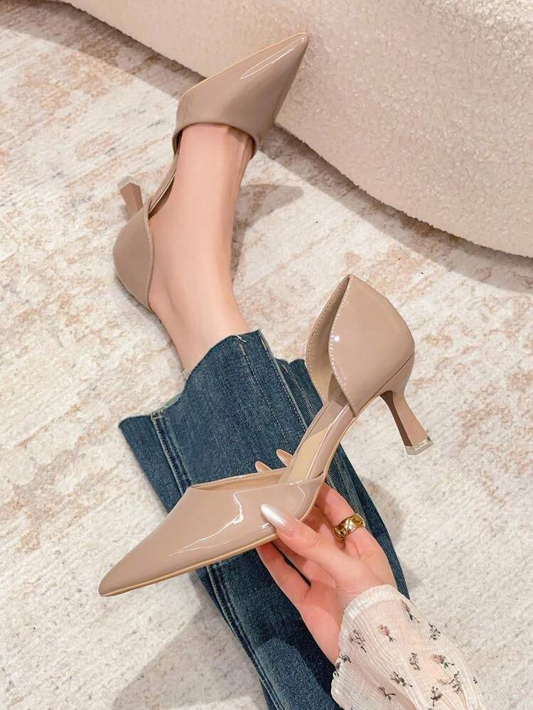 Xin Jing Shoes 女士时尚镂空高跟鞋，优雅，派对鞋 - 卡其色 - 查看 18