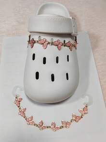 1 Stück Rosa Schmetterling Kette DIY Schuh Dekorations Set, geeignet für Clogs, Strandschuhe, Sandalen