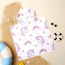 1件装防沙连帽婴儿浴巾，儿童沙滩巾，男女宝宝通用，适合身高1米-1.2米的宝宝，带帽浴巾，幼儿泳池浴巾 - 彩色 - 查看 5