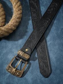 1pc Retro Western Style Personalized Buckle PU Printed Design Unisex Casual Fashion Belt - Patterned Pin Buckle - View 13