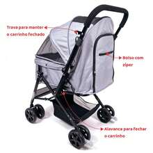 Mighor Carrinho de passeio para Pet, animal de estimação, cachorro, cão, gato de médio porte até 20 Kg - Cinza - Visão 5