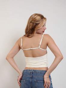 Cropped Tank Top With Plunging Neckline In Polyamide – Thin Straps And Cut-Out Detail | Sexy And Comfortable - 離開 - 查看 2