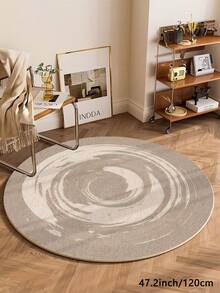 1 Stück hellbeiger runder Wohnzimmerteppich mit Muster, Flaumiges Material mit 10mm Dicke, weich und angenehm anzufühlen, leicht zu pflegen, wasserdicht und fleckabweisend, rutschfeste Rückseite, Teppich für Lobby, Schlafzimmer, Wohnzimmer, Badezimmer, Küche, Büro, Raumdekoration und Fußmatte, ideal für Feierlichkeiten.