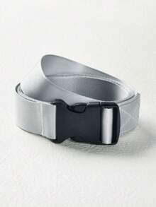 1pc Solid Color Street Style Canvas Women's Belt, Y2K Buckle Adjustable Woven Waist Belt