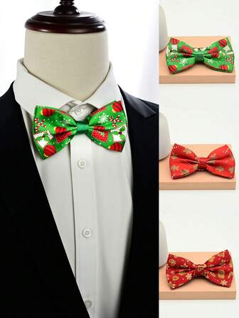 1 szt. Męska muszka do stroju świątecznego, ozdoba w kształcie bombki, cukierków, choinki, piernika