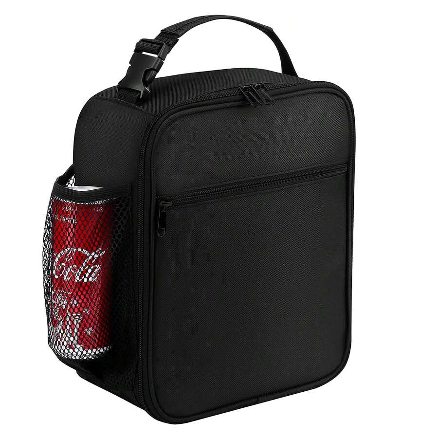 Men's Lunch Box - Reusable Lunch Bag For Men, Adults And Women - Insulated Small Lunch Box Convenient To Carry To School, Work, Picnics, Etc....... - 黑色 - 查看 1