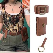 1 Set Of 3 Solid Color Waist Pouch, PU Leather Skirt Clip, Suitable For Medieval Renaissance Cosplay And Daily Wear