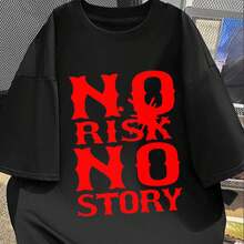 No Risk No Story Bold Red Print Black T-Shirt. Eye-Catching Design, Motivational Quote. Perfect For Gym, Streetwear. Fashion, Comfortable, Versatile. Ideal Gift. Pure Cotton Men's Short Sleeve - Youth Sports Tee - College Birthday Present - Halloween Gift - Christmas Gift - Men's Fashion. - màu đen - Xem 2