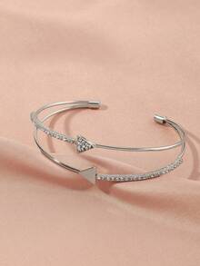 NAIZHU 1pc Adjustable Geometric Triangle Rhinestone Bangle Bracelet - Silver - View 4