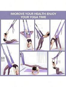 1pc  Dance Stretching Equipment - Yoga Strap, Backbend Training Yoga Stretching Rope With Door Anchor, Flexibility Trainer Stretching Equipment Assist Stretch Strap For Fitness Gymnastics Dance Aerial Yoga Ballet - Purple - View 7
