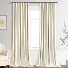 Beige Linen% Blackout Curtains 84 Inch Long, Rod Pocket/Back Tab/Hook Belt/Clip Rings, Thermal Insulated Drapes Bedroom Living Room With Hooks (1 Panel, 60 X 84), Stylish Window Treatments - Warm Beige - 查看 1