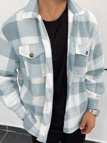 Men's Plaid Casual Jacket, Fashionable Versatile Simple Style, For Fall - Multicolor - View 2