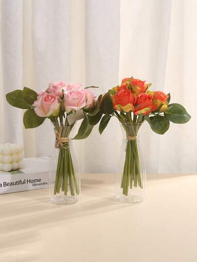 1/2/5/8/ Plastic Gestreepte Vases, Transparent Flower Vases Bloemen Arrangement Crafts Various Bouquets ation, Displays, Festivals Home Applicable Tabletop, Wedding, Dinner Room Glass Vase view 7