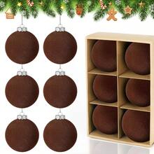 6个天鹅绒圣诞球装饰品，圣诞树装饰品，3.15英寸毛绒圣诞挂球，圣诞装饰品，节日派对，婚礼，家庭聚会，家居装饰，房间装饰，圣诞装饰品，家居圣诞礼物，圣诞装饰 - 棕色 - 查看 1