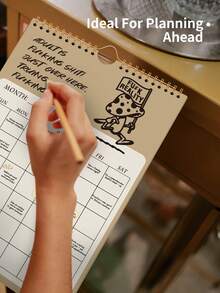 BUBU 1本螺旋装订翻页日历本，可用于周计划、月计划、家庭使用、学习计划、待办事项清单、重要事项记录、日程安排、返校用品、办公桌配件、房间装饰 - 棕色 - 查看 5