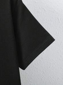 Lacrosse Ice Cream Drip Lax Boys & Girls Short Sleeve T-Shirt - 180g/㎡ Breathable Cotton, Geometric Pattern, Regular Fit Casual Top For Youth Players, All-Season Comfort, Sports Fan Apparel, Playful Graphic Tee, Comfortable Sports Shirt - 黑色 - 查看 5