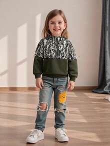 Sudadera con capucha de camuflaje para niño, sudadera de manga larga con media cremallera, jersey informal para niño pequeño - Verde - Ver 2