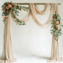 1pc Pink Sheer Backdrop 27*236 Inches, Wedding Arch Decor, Suitable For Engagement, Ceremony, Birthday Party, Bridal Shower, Outdoor Background, Party Decoration - Multicolor - View 10