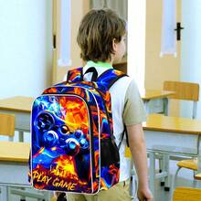 Backpack For Boys, 3PCS Kids Roller Bookbag With Lunch Bag, Wheeled School Bag For Children - Game Console