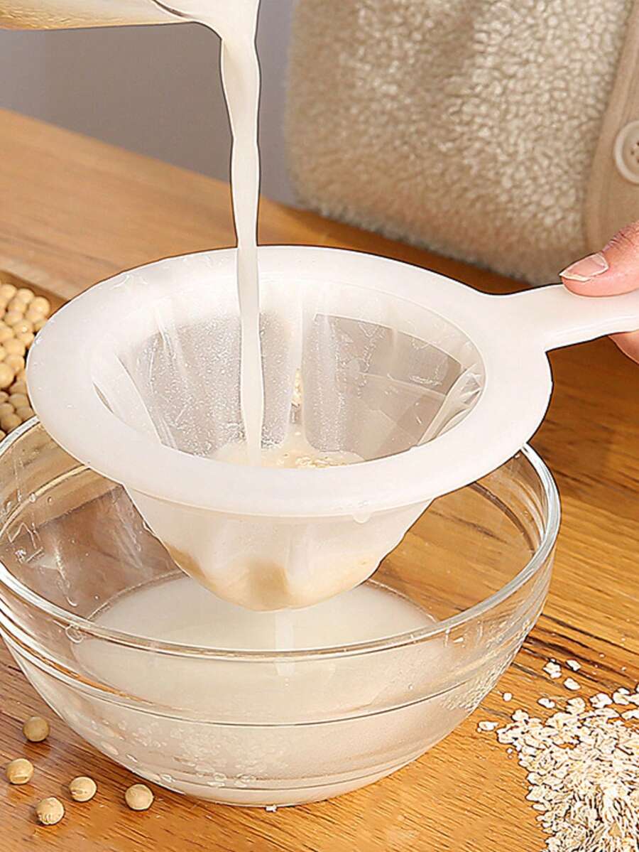 2pcs Reusable Fine Mesh Nylon Filter Strainer, For Brewing, Nut Milk Etc - Kitchen Tool, Easy To Filter And Strain - White - View 1