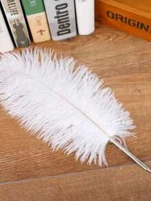 1pc Party Feather Pen, Stainless Steel Banquet Touch Pen, Wedding Signing Pen, Decoration For Western Wedding Guest Book, Back To School Season - Multicolor - View 9