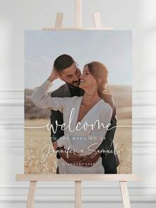Cartello di benvenuto per matrimonio, Tabellone di benvenuto per matrimonio, cartellone per ricevimento, Cartello di benvenuto moderno, Cartello di benvenuto con foto, Modello modificabile