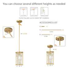 Dining Room Light Fixture Semi Flush Mount Ceiling Light, Industrial Farmhouse Chandelier Gold Metal Crystal Pendant Light For Hallway Balcony Kitchen Island (Round 1-Light) - 圓形-6.29英寸 - 查看 4