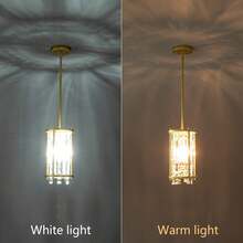 Dining Room Light Fixture Semi Flush Mount Ceiling Light, Industrial Farmhouse Chandelier Gold Metal Crystal Pendant Light For Hallway Balcony Kitchen Island (Round 1-Light) - 圓形-6.29英寸 - 查看 5